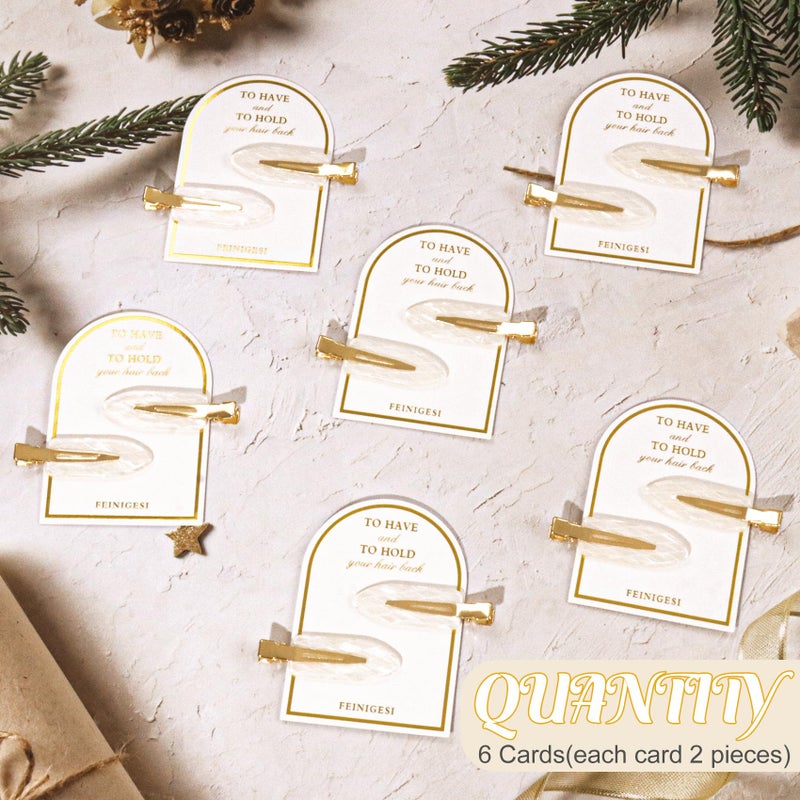 FEINIGESI 12PCS/6Cards No Bend Hair Clips Bridesmaid Creaseless Acrylic Resin Flat Clip Acetate Bridesmaid Hair Clips Hair Setting Clips for Bridesmaid Gift Proposal Box (White) - Image 2